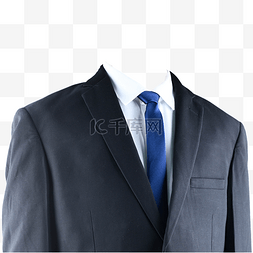 摄影图黑西装白衬衫蓝领带