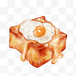 早餐煎蛋吐司手绘面包煎鸡蛋插画