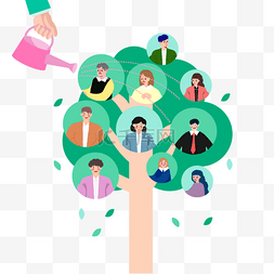 社会福利图标图片_韩国银行经济救助绿色树木创意