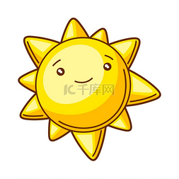 可爱的卡哇伊太阳的插图。