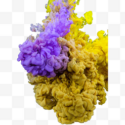 烟雾彩色水墨图片_摄影图墨水黄色紫色七彩抽象