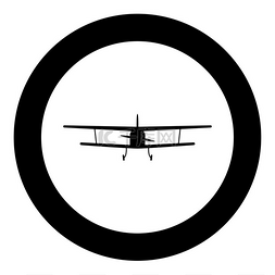黑色圆形小图标图片_飞机视图与前轻型飞机民用飞行器