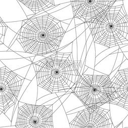 蜘蛛网图片_蜘蛛网轮廓万圣节无缝图案黑白背
