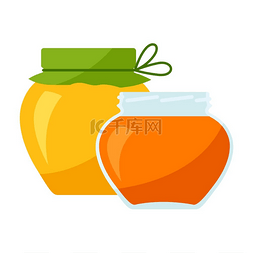 美味的蜂蜜图片_装有蜂蜜的罐子的插图食品或生产
