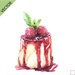 手绘莓果图片_水彩蛋糕与覆盆子.