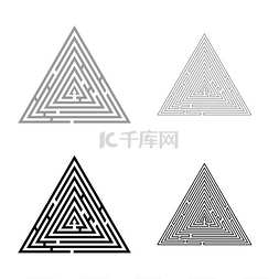 题号圆规图标图片_三角形迷宫迷宫难题图标集黑灰色