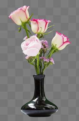 花瓶黑色图片_鲜花花束黑色花瓶