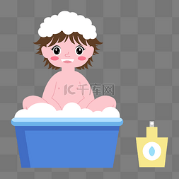 儿童洗漱图片_洗澡沐浴洗护用品人物洗澡儿童