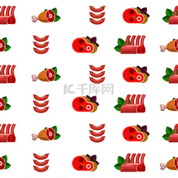 烧烤菜单设计图片_白色背景上的无缝模式。