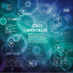癌症背景图片_Cell background with futuristic interface ele