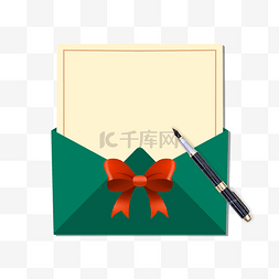 绿色圣诞信封钢笔