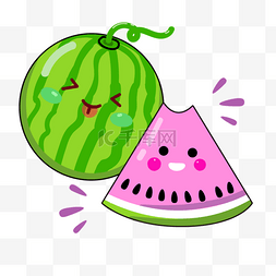 蔬菜水果矢量素材图片_卡通可爱水果贴纸表情西瓜