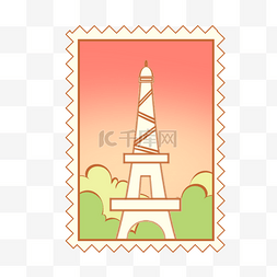巴黎铁塔邮票黄昏图片