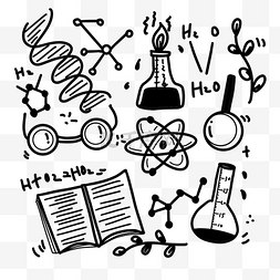 化学科学教育相关黑色涂鸦画