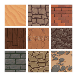 墙砖效果图片_游戏背景纹理卡通地面土岩沙地质