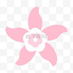 手绘樱花花卉图片_白色花瓣粉色螺旋形状樱花