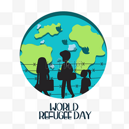 质感剪影世界难民日