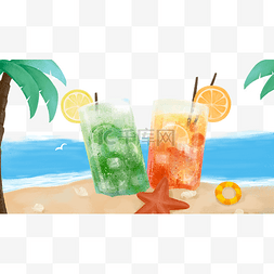 清凉夏日海边沙滩图片_夏天清凉夏日饮品
