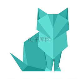宠物小猫图片_折纸猫的插图。