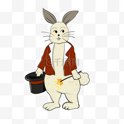 兔子魔术师图片_兔子魔术师可爱动物卡通
