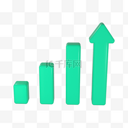 统计图柱状图图片_3d绿色箭头柱状图