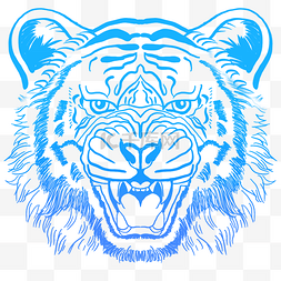 品牌logo图片_蓝色科技凶猛线描老虎