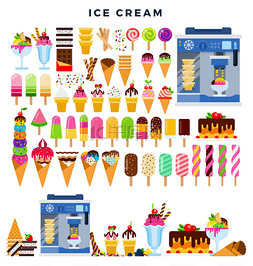 冰淇淋系列图片_色彩艳丽的大型冰淇淋系列，一组