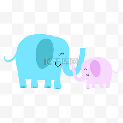 大象妈妈图片_母亲节动物亲子卡通小象