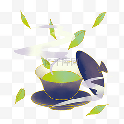 茶杯图片_国风泡茶绿茶茶杯