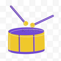 手绘乐器鼓图片_紫色黄色国际爵士节乐器鼓