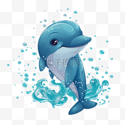 海豚扁平插画手绘免抠元素