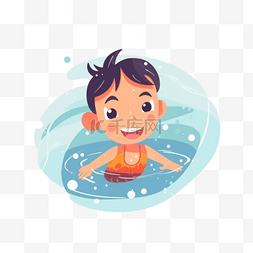 卡通手绘儿童游泳