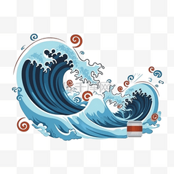 卡通手绘日式图片_卡通手绘日式海浪浪花