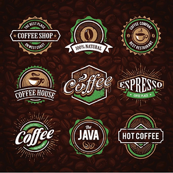 咖啡集图片_咖啡厅标志徽章标签矢量艺术集。