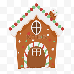 圣诞节主题文字图片_彩色糖果门框圣诞姜饼屋