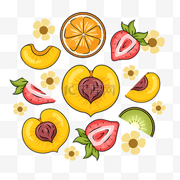 切片水果橙子桃子