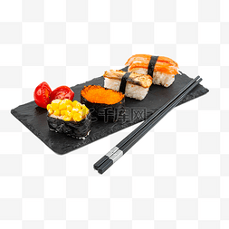 鱼子寿司图片_餐盘日式寿司