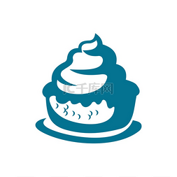 美味的标志图片_蓝色纸杯蛋糕带有独立的奶油图标