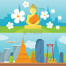 大宝塔图片_一套泰国旅游海报。