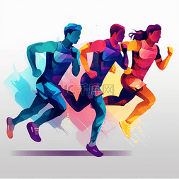 人物跑步运动矢量图片_矢量扁平人物运动健身跑步