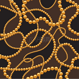 金珍珠首饰图片_与金链的无缝模式。