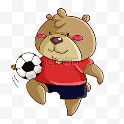 足球运动卡通动物熊形象