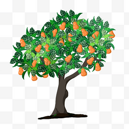 挂满美味水果的卡通水果树