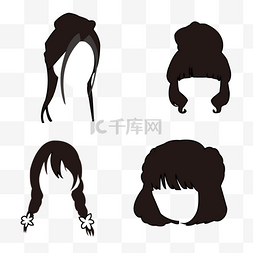 现代古代女式发型头发组合长发短