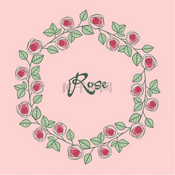 婚礼装饰花图片_玫瑰框架的矢量插图，浪漫的装饰