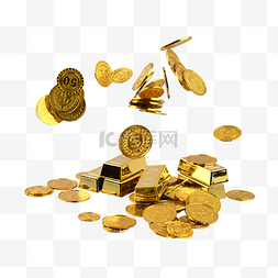 奖金金钱硬币金条金币堆
