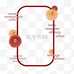 木制中国风边框图片_中国风祥云花朵边框