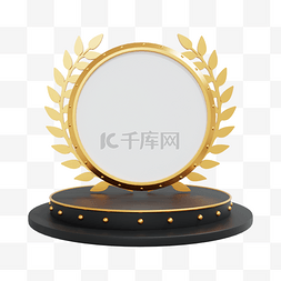 冠亚季麦穗奖杯图片_3DC4D立体徽章奖牌头像框