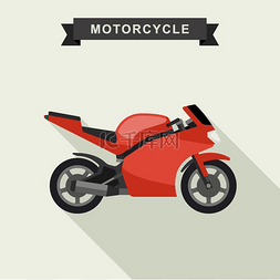 红色引擎图片_平面样式的红色运动自行车。