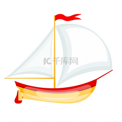 矢量白色帆船图片_一艘小型帆船的矢量插图。